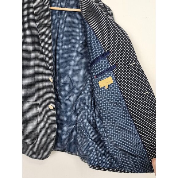 Navy & White Gingham Check Blazer Jacket - Picture 8 of 16